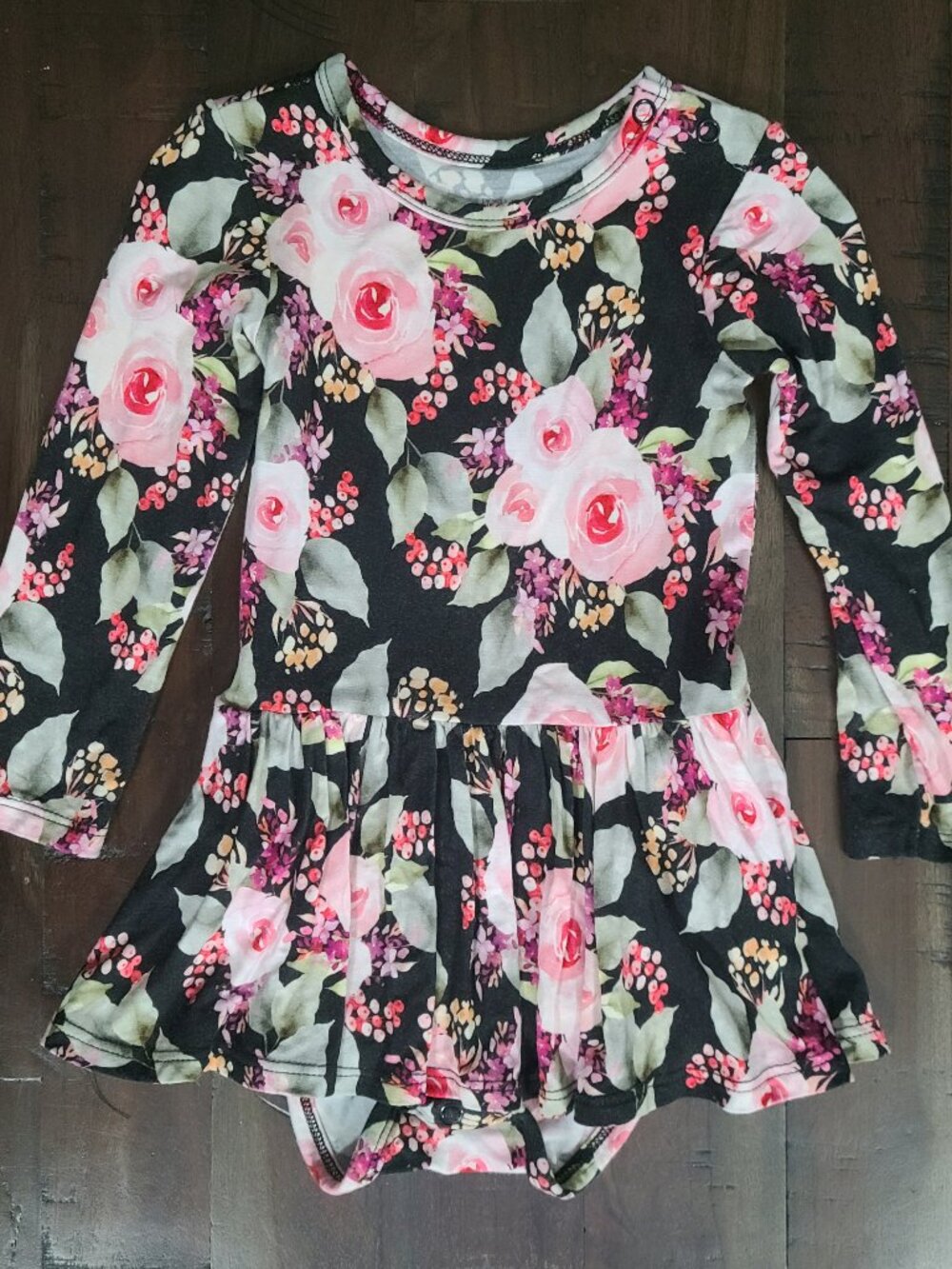 💜 Posh Peanut Milana Floral Long Sleeve Twirl Bodysuit